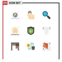 Group of 9 Modern Flat Colors Set for baby security search plus spa Editable Vector Design Elements
