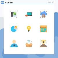 9 iconos creativos, signos y símbolos modernos de diagrama de brillo, presentación comercial, elementos de diseño vectorial editables vector