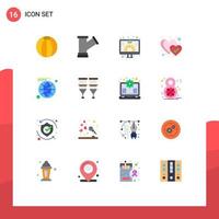 16 User Interface Flat Color Pack of modern Signs and Symbols of social media digital like favorite Editable Pack of Creative Vector Design Elements