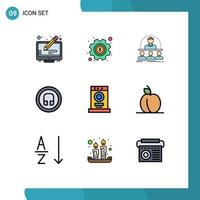 Filledline Flat Color Pack of 9 Universal Symbols of clothes basic business headphone mentor Editable Vector Design Elements