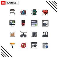 16 Creative Icons Modern Signs and Symbols of customer communication life beat love Editable Creative Vector Design Elements