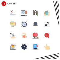 Flat Color Pack of 16 Universal Symbols of education computer mobile mouse house Editable Pack of Creative Vector Design Elements