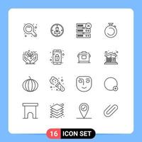 Outline Pack of 16 Universal Symbols of timer clock personal camposs delete Editable Vector Design Elements