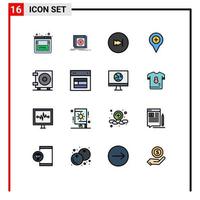 Set of 16 Modern UI Icons Symbols Signs for plus navigation server map multimedia Editable Creative Vector Design Elements