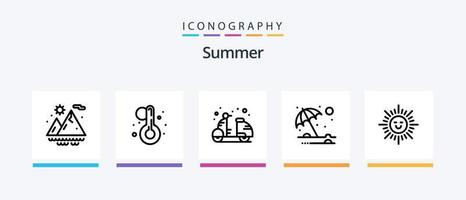paquete de iconos de la línea de verano 5 que incluye a la persona. playa. playa. verano. pelota. diseño de iconos creativos vector