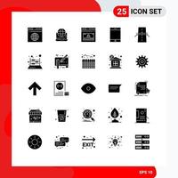 User Interface Pack of 25 Basic Solid Glyphs of tablet device network profile web Editable Vector Design Elements