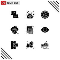 9 Creative Icons Modern Signs and Symbols of calculator cloud italian food timer dashboard Editable Vector Design Elements