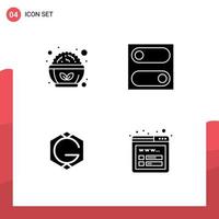 Mobile Interface Solid Glyph Set of Pictograms of food crypto salad bowl toggle mockup Editable Vector Design Elements