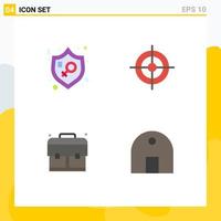 Group of 4 Modern Flat Icons Set for feminism bag protection finance school Editable Vector Design Elements