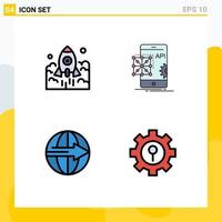 Set of 4 Commercial Filledline Flat Colors pack for launch development startup api cargo Editable Vector Design Elements