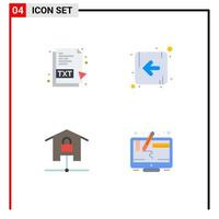 User Interface Pack of 4 Basic Flat Icons of txt kit file left smart home Editable Vector Design Elements