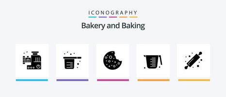 Baking Glyph 5 Icon Pack Including baking. measuring. measuring. jug. baking. Creative Icons Design vector