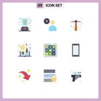 User Interface Pack of 9 Basic Flat Colors of toe distributed ledger book watch distributed tool Editable Vector Design Elements