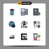 conjunto de 9 iconos de interfaz de usuario modernos signos de símbolos para dispositivos de estrategia fuerte configuración del servidor elementos de diseño vectorial editables del mundo vector