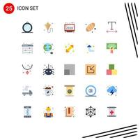 Universal Icon Symbols Group of 25 Modern Flat Colors of tracking food clock bread display Editable Vector Design Elements