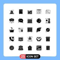 Modern Set of 25 Solid Glyphs Pictograph of tactic move home game decorations Editable Vector Design Elements