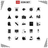 25 Thematic Vector Solid Glyphs and Editable Symbols of breathe gear saw process repair Editable Vector Design Elements