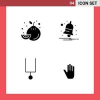 Set of 4 Modern UI Icons Symbols Signs for food tuning fork bell alert gestures Editable Vector Design Elements