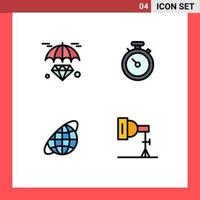 Set of 4 Modern UI Icons Symbols Signs for diamond orbit invest navigation universe Editable Vector Design Elements