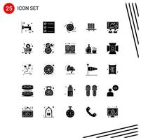 User Interface Pack of 25 Basic Solid Glyphs of business folders galaxy documents data Editable Vector Design Elements