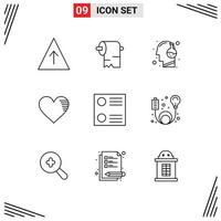 Pictogram Set of 9 Simple Outlines of radio button report innovation favorite love Editable Vector Design Elements