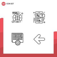 4 User Interface Line Pack of modern Signs and Symbols of media event website social processing Editable Vector Design Elements