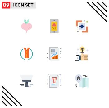 Pack of 9 Modern Flat Colors Signs and Symbols for Web Print Media such as increase analysis divide location trip Editable Vector Design Elements