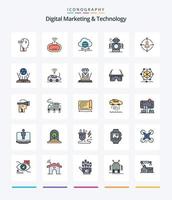 Creative Digital Marketing And Technology 25 Line FIlled icon pack  Such As user. robot. internet. robotic. human vector