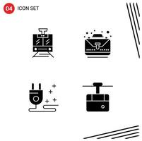 Solid Glyph Pack of Universal Symbols of train cable vehicle complete cable Editable Vector Design Elements