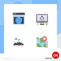 paquete de 4 signos y símbolos de iconos planos modernos para medios de impresión web, como elementos de diseño de vectores editables de la misión de la pantalla de negocios de seo