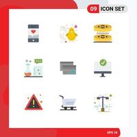 Set of 9 Modern UI Icons Symbols Signs for creditcard lab equipment bacteria chemistry laboratory chemical equipment Editable Vector Design Elements