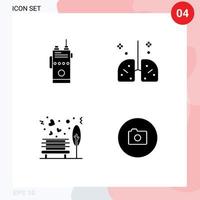 4 Creative Icons Modern Signs and Symbols of walkie medicine radio hospital love Editable Vector Design Elements