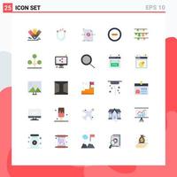 Modern Set of 25 Flat Colors and symbols such as flag user tool minus processing Editable Vector Design Elements