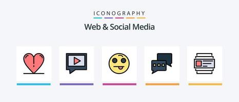 La línea web y de redes sociales llenó un paquete de 5 iconos, incluido el móvil. abierto. correo .. diseño de iconos creativos vector