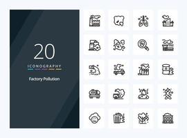 20 Factory Pollution Outline icon for presentation vector