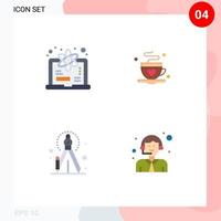 paquete de interfaz de usuario de 4 iconos planos básicos de elementos de diseño vectorial editables para clientes de té de ciencia creativa informática vector