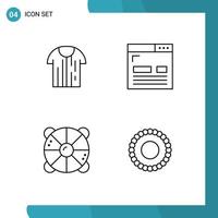 Pack of 4 Modern Filledline Flat Colors Signs and Symbols for Web Print Media such as shirt layout t coding beach Editable Vector Design Elements