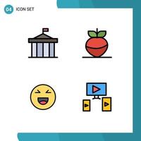 4 Thematic Vector Filledline Flat Colors and Editable Symbols of acropolis emoji court turnip happy Editable Vector Design Elements