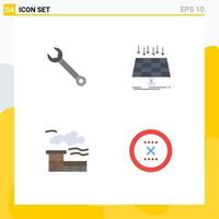 Editable Vector Line Pack of 4 Simple Flat Icons of wrench smart city construction panel industry Editable Vector Design Elements