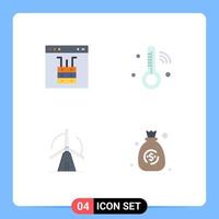 4 Thematic Vector Flat Icons and Editable Symbols of browser turbine page iot energy Editable Vector Design Elements