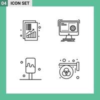 Modern Set of 4 Filledline Flat Colors and symbols such as analysis progress money computer ice Editable Vector Design Elements