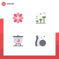 conjunto de pictogramas de 4 iconos planos simples de gráficos de flores elementos de diseño de vectores editables de ventas amigables con las flores