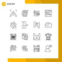 Pack of 16 Modern Outlines Signs and Symbols for Web Print Media such as js develop stars coding school Editable Vector Design Elements