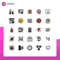 25 Thematic Vector Filled line Flat Colors and Editable Symbols of server application ecommerce error pin Editable Vector Design Elements