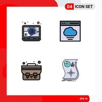 Modern Set of 4 Filledline Flat Colors Pictograph of computer student bag cloud user love Editable Vector Design Elements