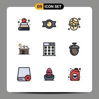 paquete de iconos de vector de stock de 9 signos y símbolos de línea para la galería de máscaras de tecnología de nueces elementos de diseño de vector editables para el hogar