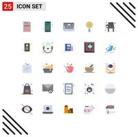 25 Thematic Vector Flat Colors and Editable Symbols of desk search keyboard magnifying find Editable Vector Design Elements