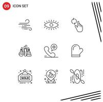 9 Creative Icons Modern Signs and Symbols of phone science finger lab chemical Editable Vector Design Elements