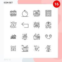 Stock Vector Icon Pack of 16 Line Signs and Symbols for percent costs online web maintenance web configuration Editable Vector Design Elements