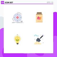 Universal Icon Symbols Group of 4 Modern Flat Icons of clinical success healthcare bottle bulb Editable Vector Design Elements